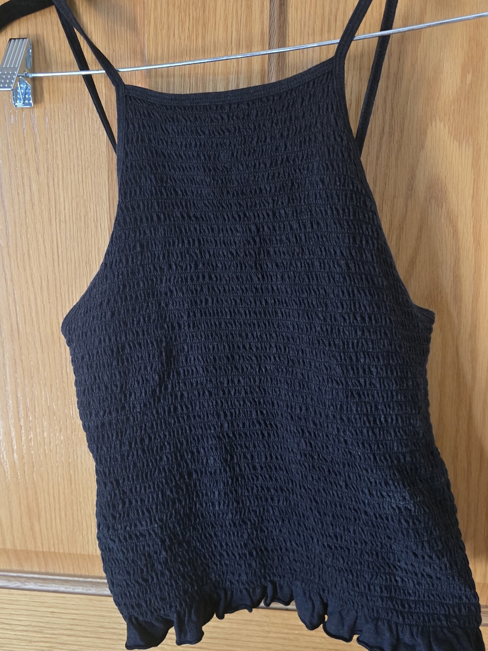 SO Black Smocked High-Neck Cami Tank